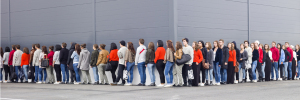 Photo of people waiting in line